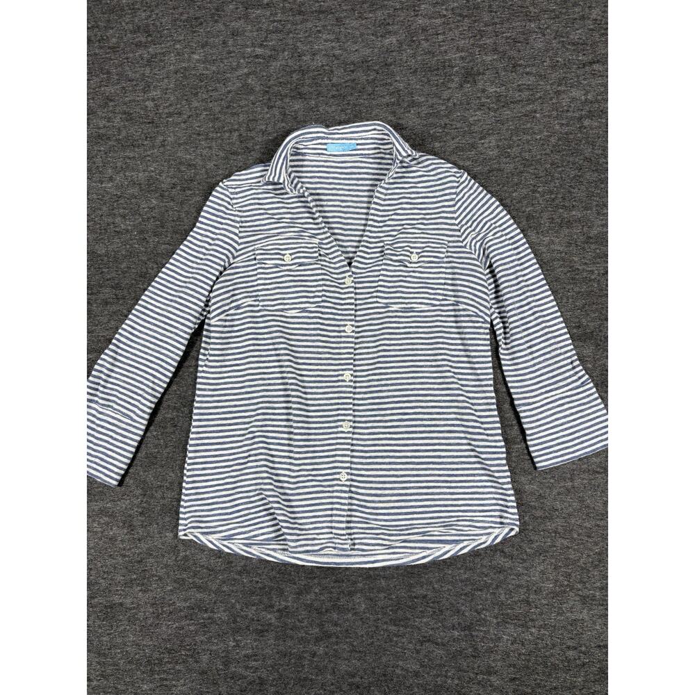 J. McLaughlin Brynn Linen Button Down Size XS Blue Stretch Lightweight Shirt